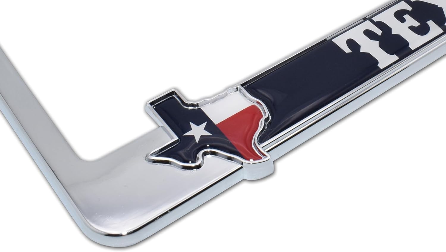 Elektroplate Lone Star State Texas Flag Chrome-Plated All-Metal Standard Size Premium 3D License Plate Frame Tag Holder for Cars/SUVs/Trucks Weather-Proof Automotive Accessory - Image 3