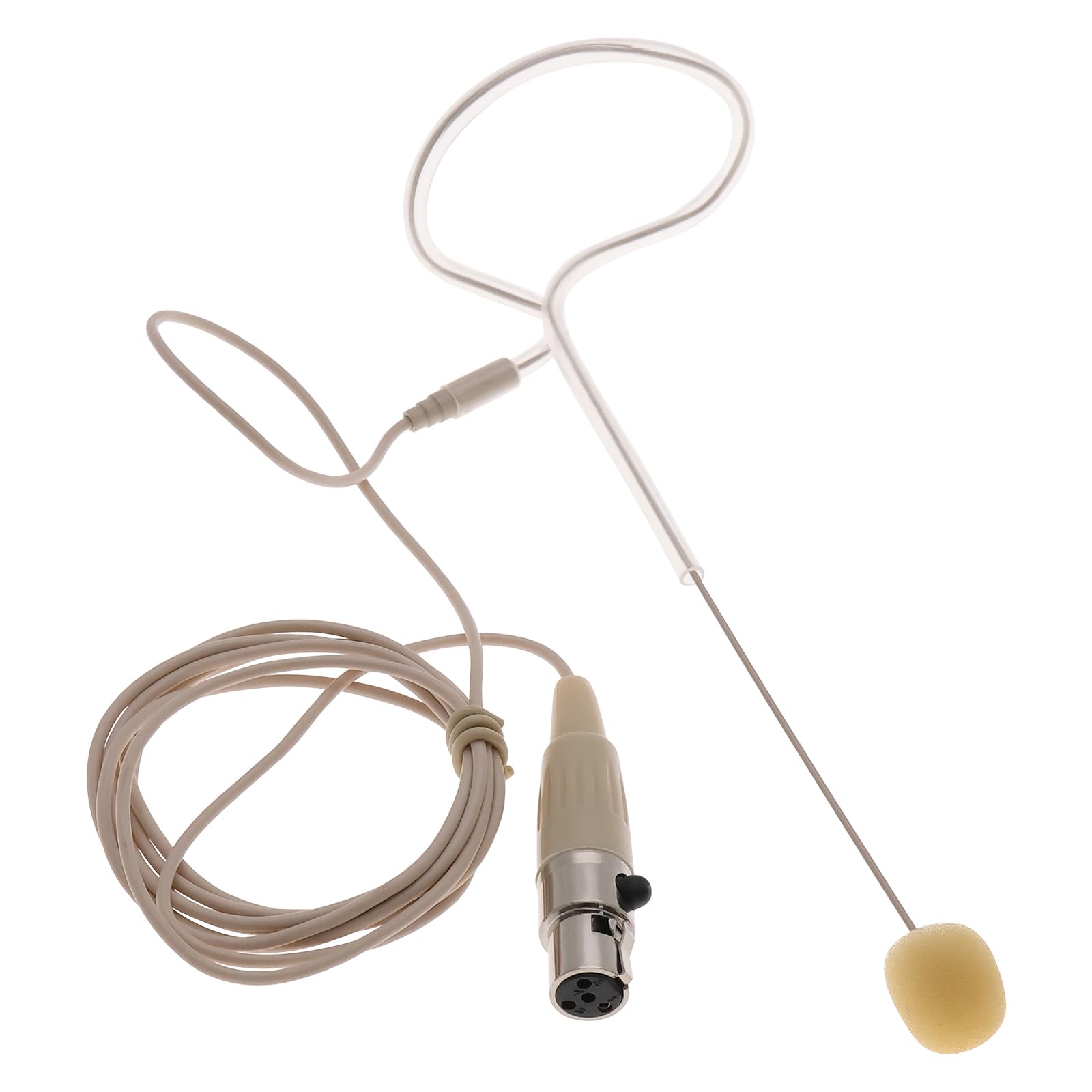 The Lord of the Tools Mikrofon XLR z 4-pinową wtyczką TA4F, pojedynczy zestaw słuchawkowy z zaczepem na uszy, kompatybilny z bezprzewodowym nadajnikiem Shure Bodypack (beżowy)