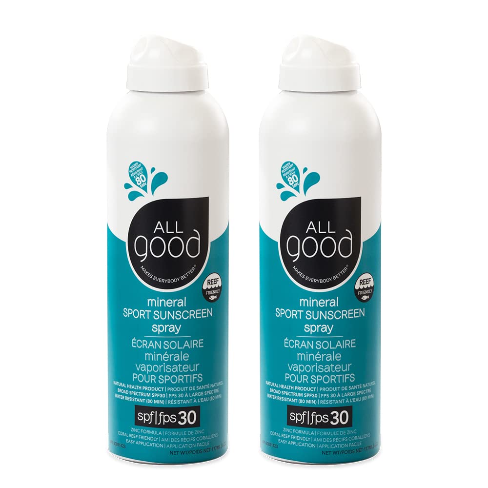 All Good Sport Sunscreen Spray - UVA UVB Broad Spectrum SPF 30 - Water Resistant Coral Reef Friendly