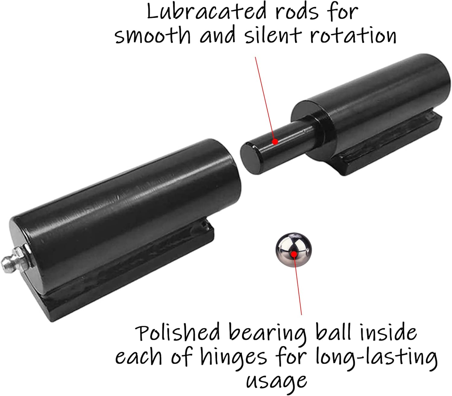 HLMOptimo Heavy Duty Weld-on Barrel Hinges - 5 Inch, 450 Lbs Load Capacity, 2 Packs for Swing Gate, Trailer Ramp, Fence Gate