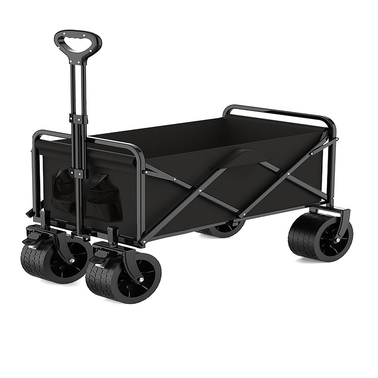 Carrello pieghevole da giardino multifunzionale per campeggio, shopping, barbecue, picnic, per tutti i terreni, con ruote in gomma