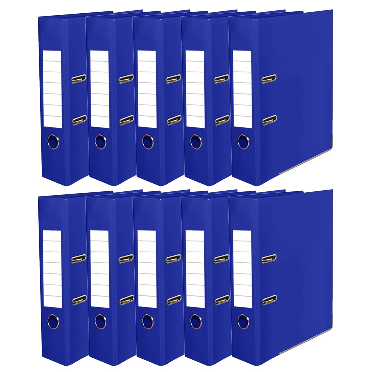 M1SS Set of 10 Blue A4 Lever Arch Files for Paperwork, A4 Folders with 75mm Spine, Thumb Hole, Metal Locking Mechanism & Printed Index | Large Ring Binders | File Storage & Office Supplies