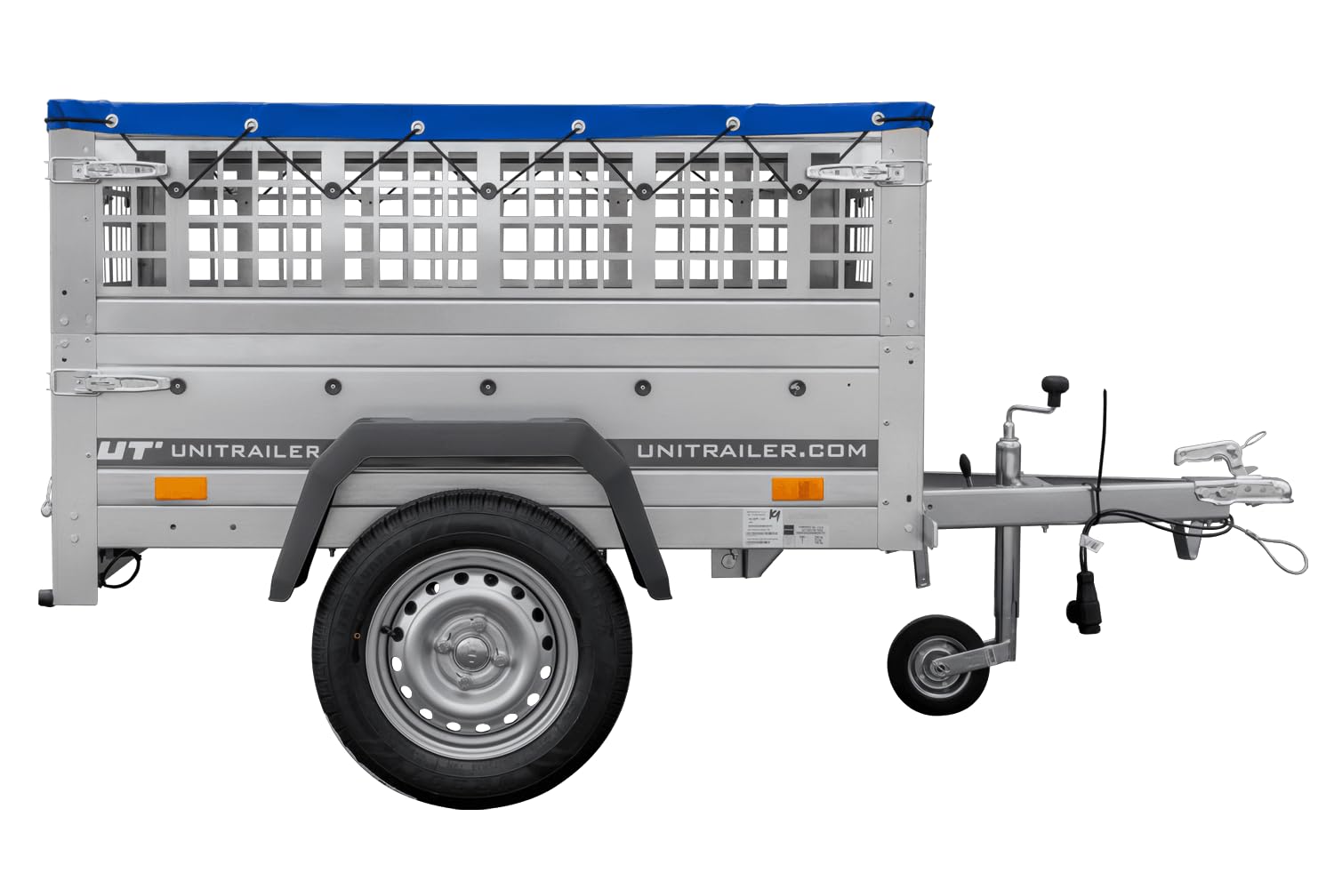 Kompakter Anhänger Garden Trailer 150 Kipp 150x106 cm 750 kg mit Laubgitteraufsatz