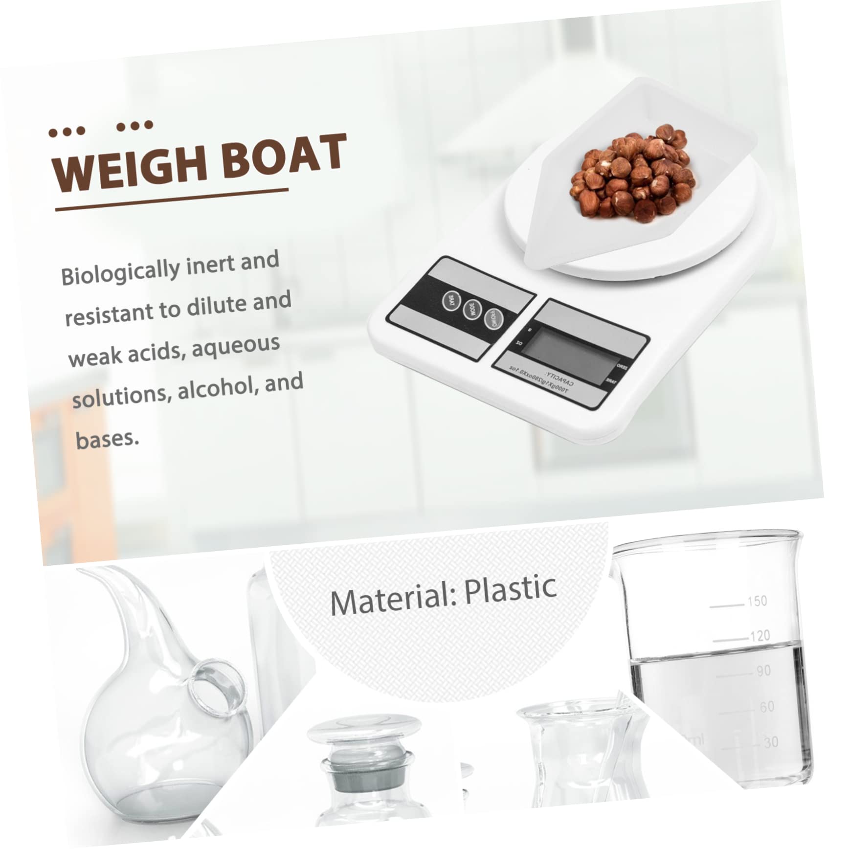 MUSISALY Long-Lasting Use Anti-Static Surface 10pcs Plastic Weighing Boat Set for Weighing Boats Pour