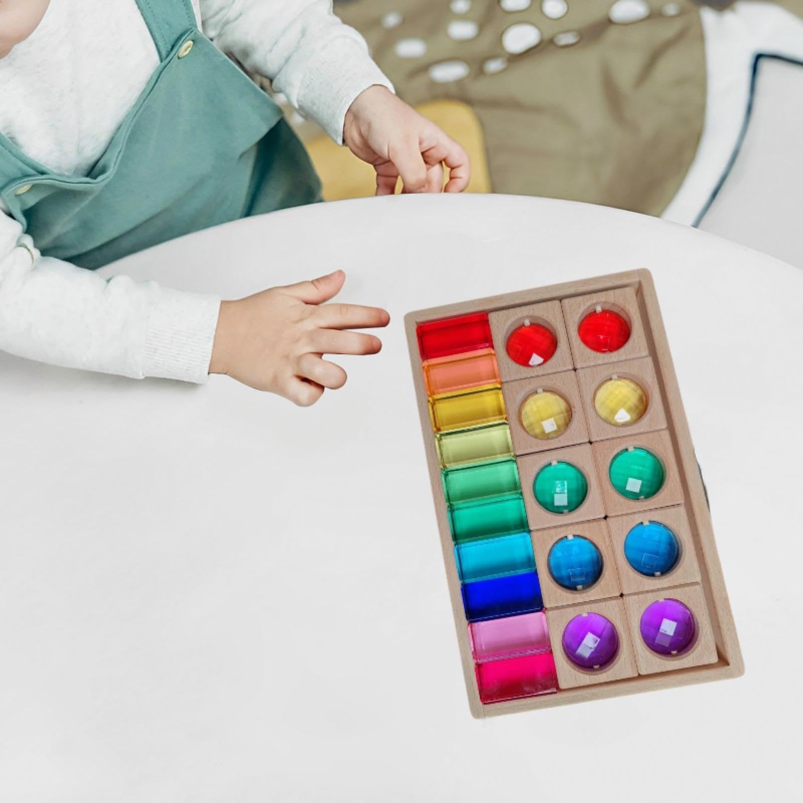 Blocchi Impilabili in Acrilico Effetto Legno, Costruzione per Bambini, 2 Tipi di Blocchi
