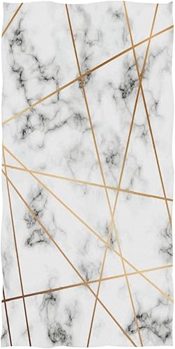 Vdsrup Toallas de baño de mármol con textura de piedra blanca y negra, toallas de playa suaves de mármol, toalla de baño absorbente, decoración de