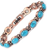 Vista 1 de Pulsera de cobre para mujer, 7.08 '' ajustable con fácil enlace turquesa pulsera magnética, joyería de cobre de moda (0164), Metal