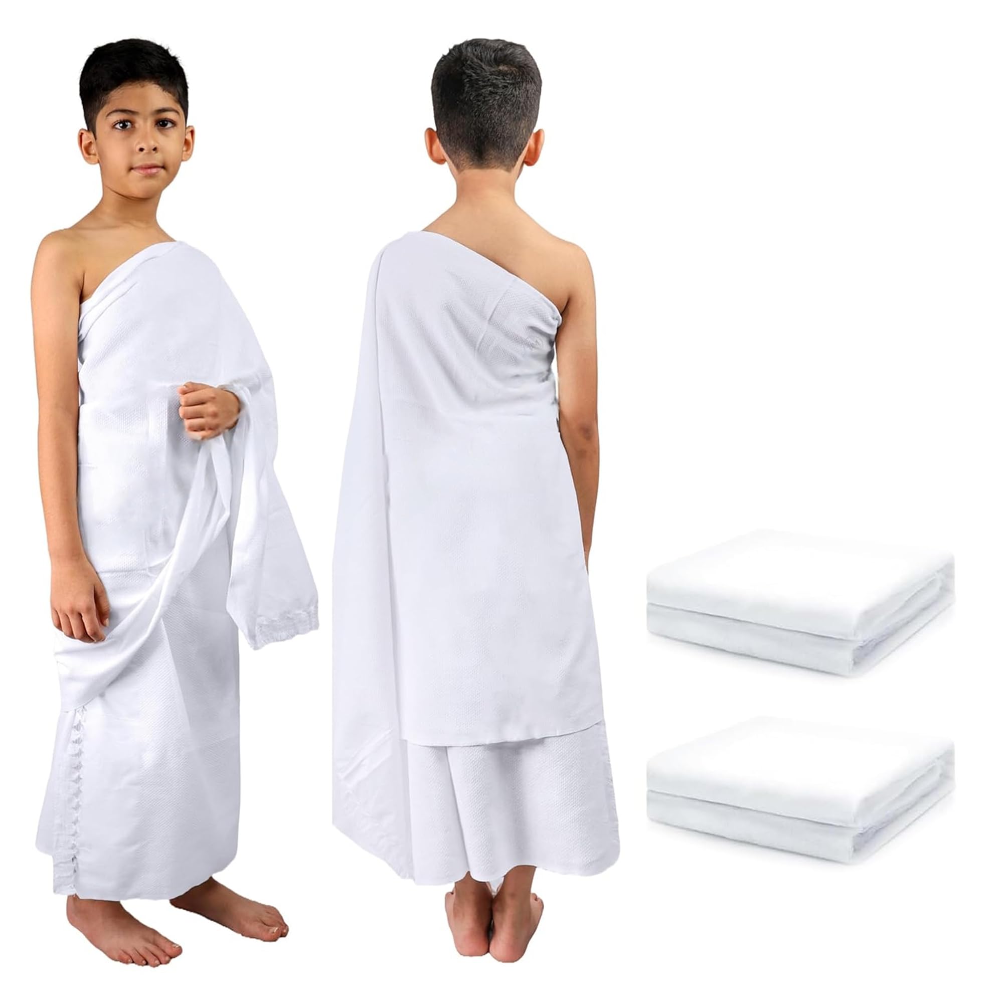 Bmlimited White Bml 2 X Kids Ihram For Umrah Ihram Towel For Umrah Kids Hajj Ahram Breathable Absorbent Quick Dry Premium Quality Fabric Towel