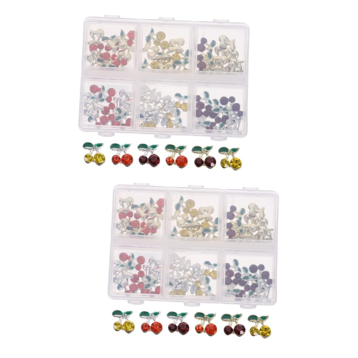120 Pz Accessori Per Nail Art Con Strass Ciondoli Per Unghie Luccica Gioielli Per Unghie Ciliegie Al Maraschino Ornamenti Glitterati Arte Delle Unghie Kawaii Lega Fascino Chiodo 3d