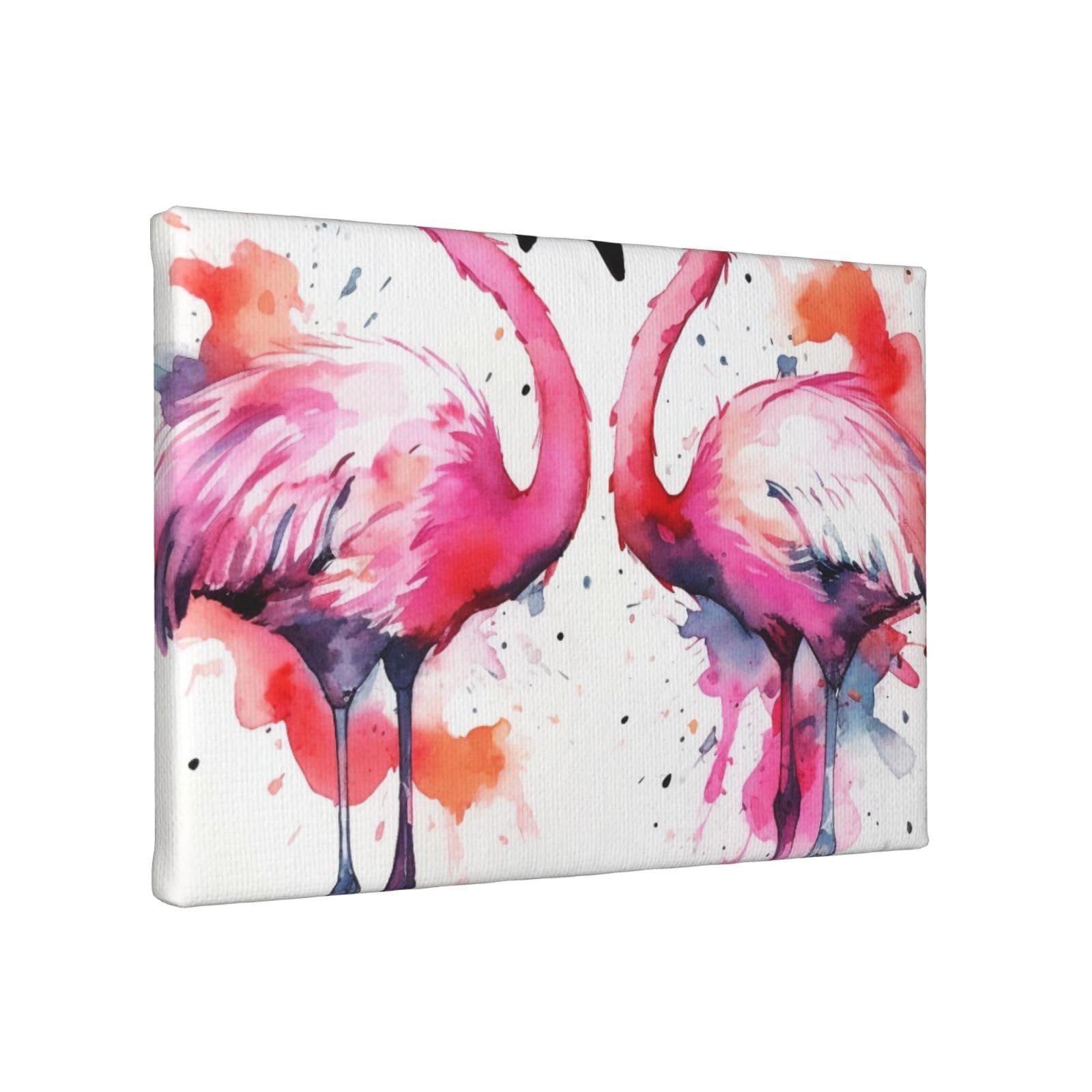 YKLJG Ink Flamingos Printed Wall Art Canvas Painting 30x20 CM Wooden Framed Picture Painting Artwork Prints for Bedroom Kitchen Home Office Decor