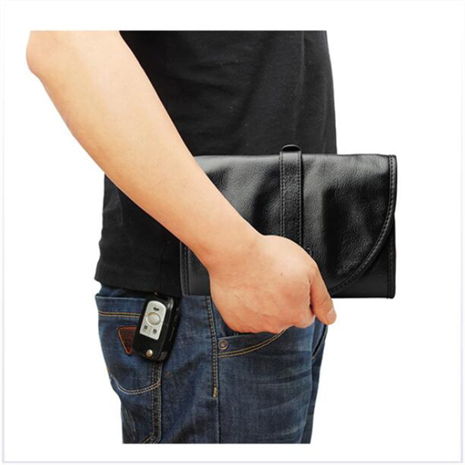 Custodia portatile per tubo arrotolabile nera resistente - Borsa per tabacco in pelle porta tabacco per 2 tubi per regali di Natale da uomo, regalo di compleanno