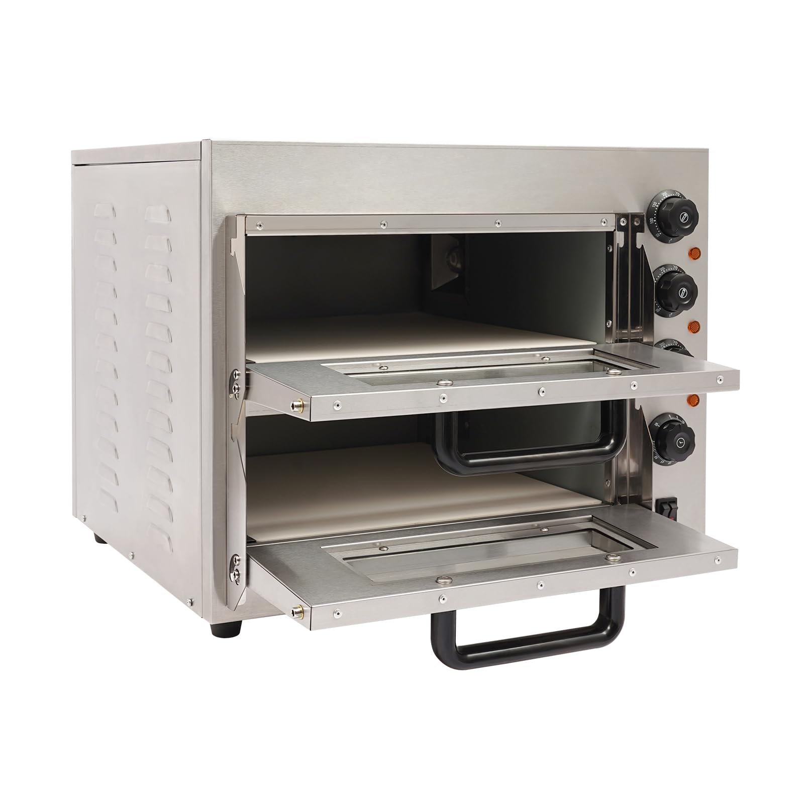 Horno de pizza de 3000 W, horno profesional de doble cámara, horno de pizza de acero inoxidable, horno de pizza eléctrico para la encimera, cocinas domésticas, restaurantes, pizzerías