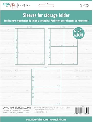 Craftelier - Juego de 10 fundas de plástico transparente con compartimentos de varios tamaños  Compatible con organizador de sellos y troqueles con