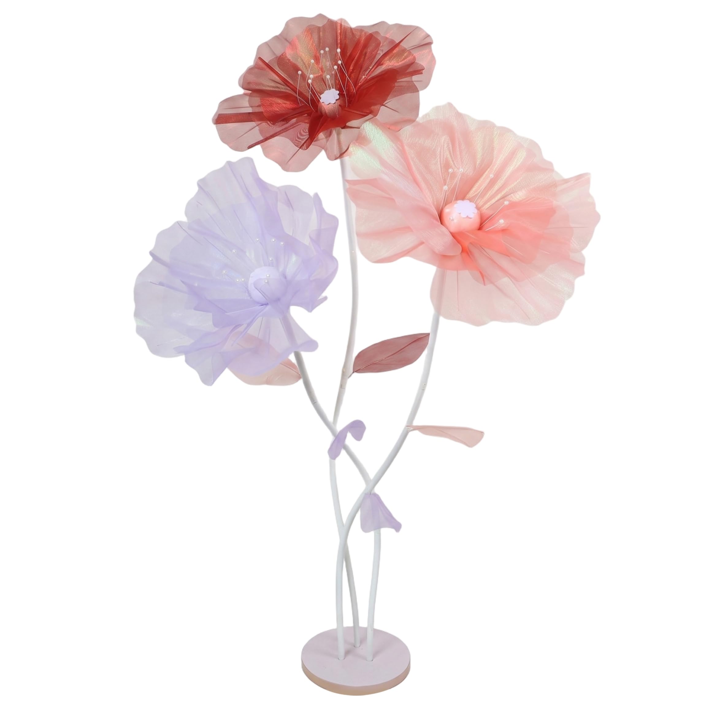 Tapallmy Large Flowers 3 Head Giant Standing Flowers Handcrafted Iridescent Flower for Wedding Party Holiday Decor