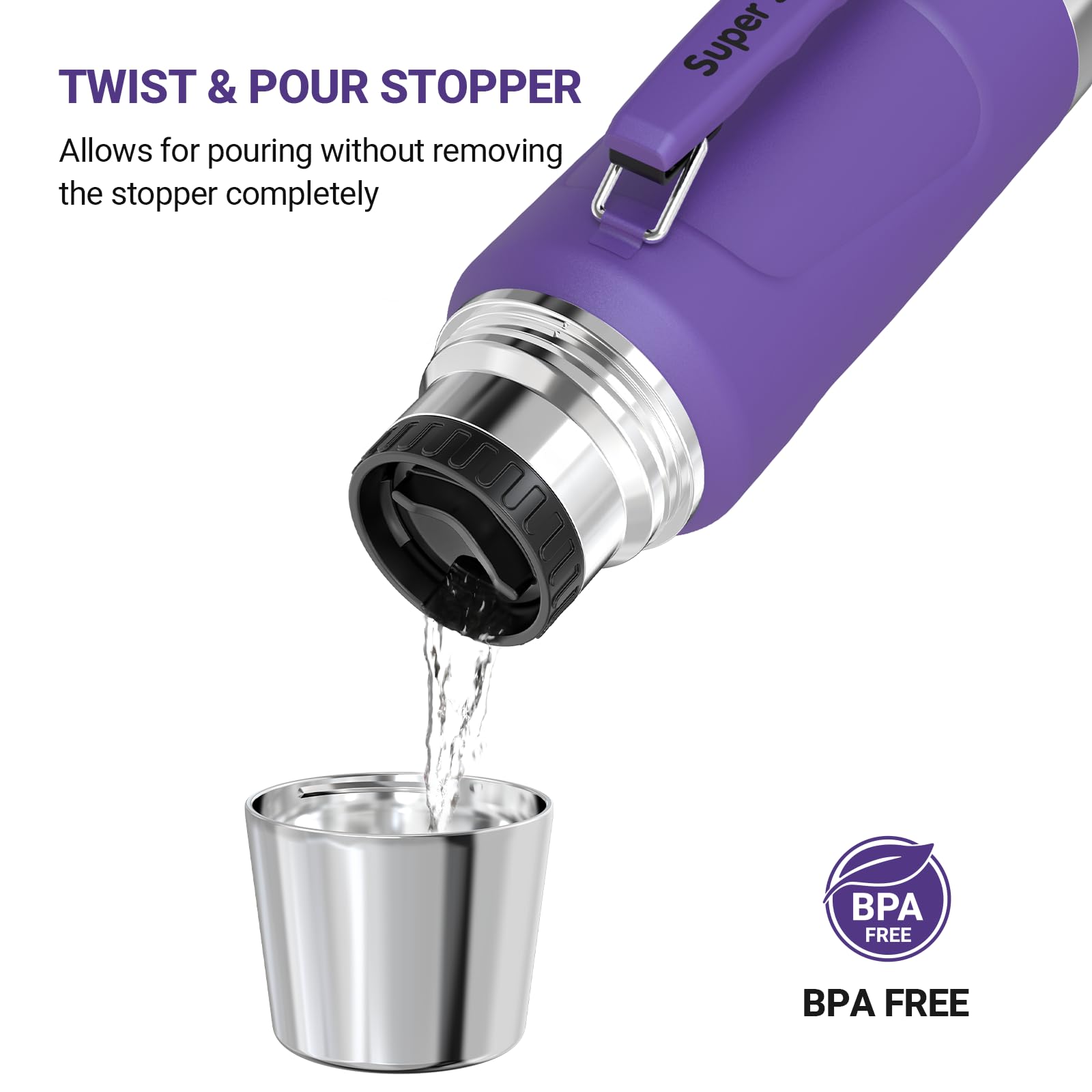 Super Sparrow Stainless Steel Water Bottle, 1500ml, Wide Mouth Vacuum Insulated Flask, BPA-Free ThermosBottle - Image 3