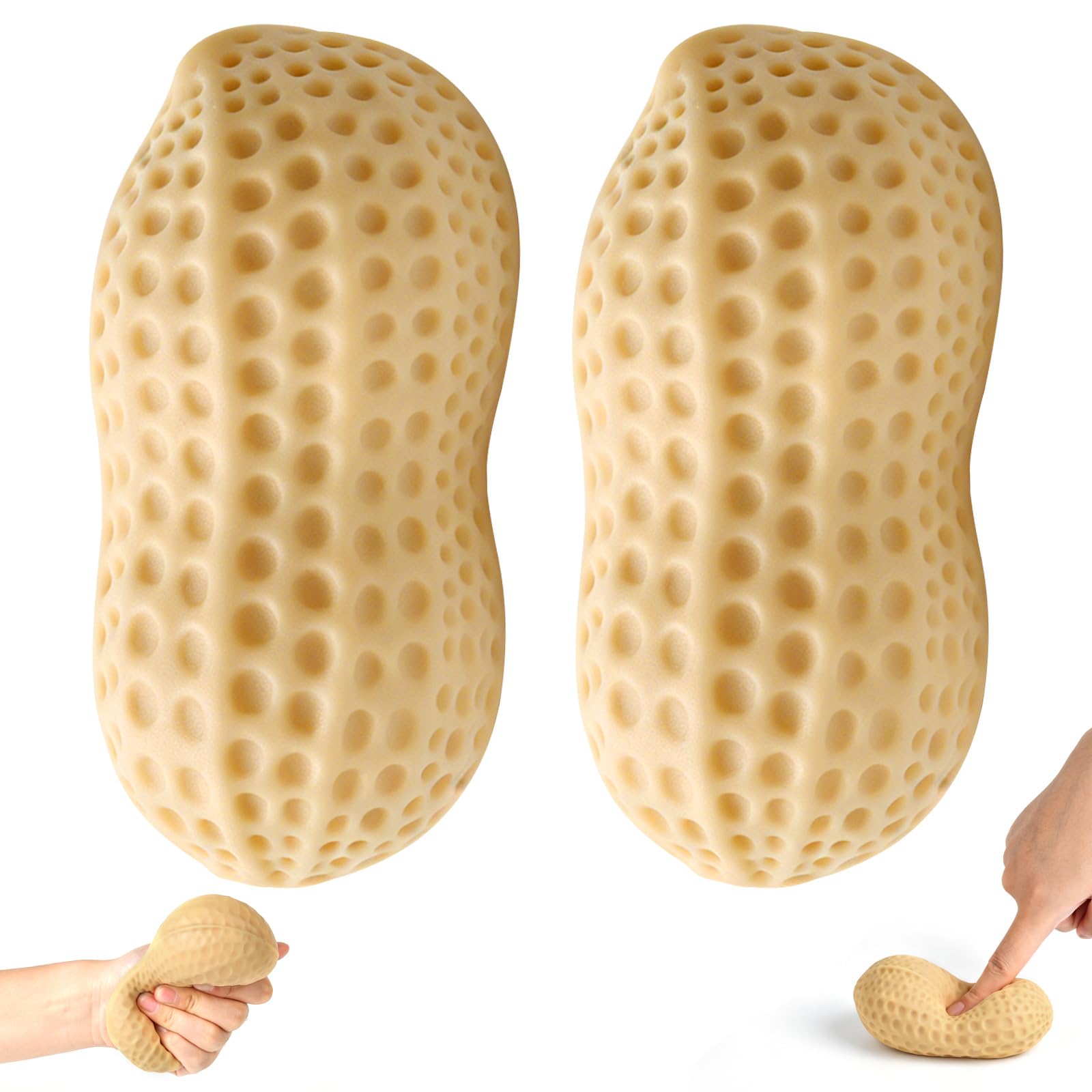 Peanut Squishy Fidget Toys, Soft Squishy Squeeze Sensory Toy, Cute Peanut Shape TPR Stress Relief Balls, Peanut Squeeze 4 Inch Squishy Fidget Gifts For Kids And Adults Anxiety Relief