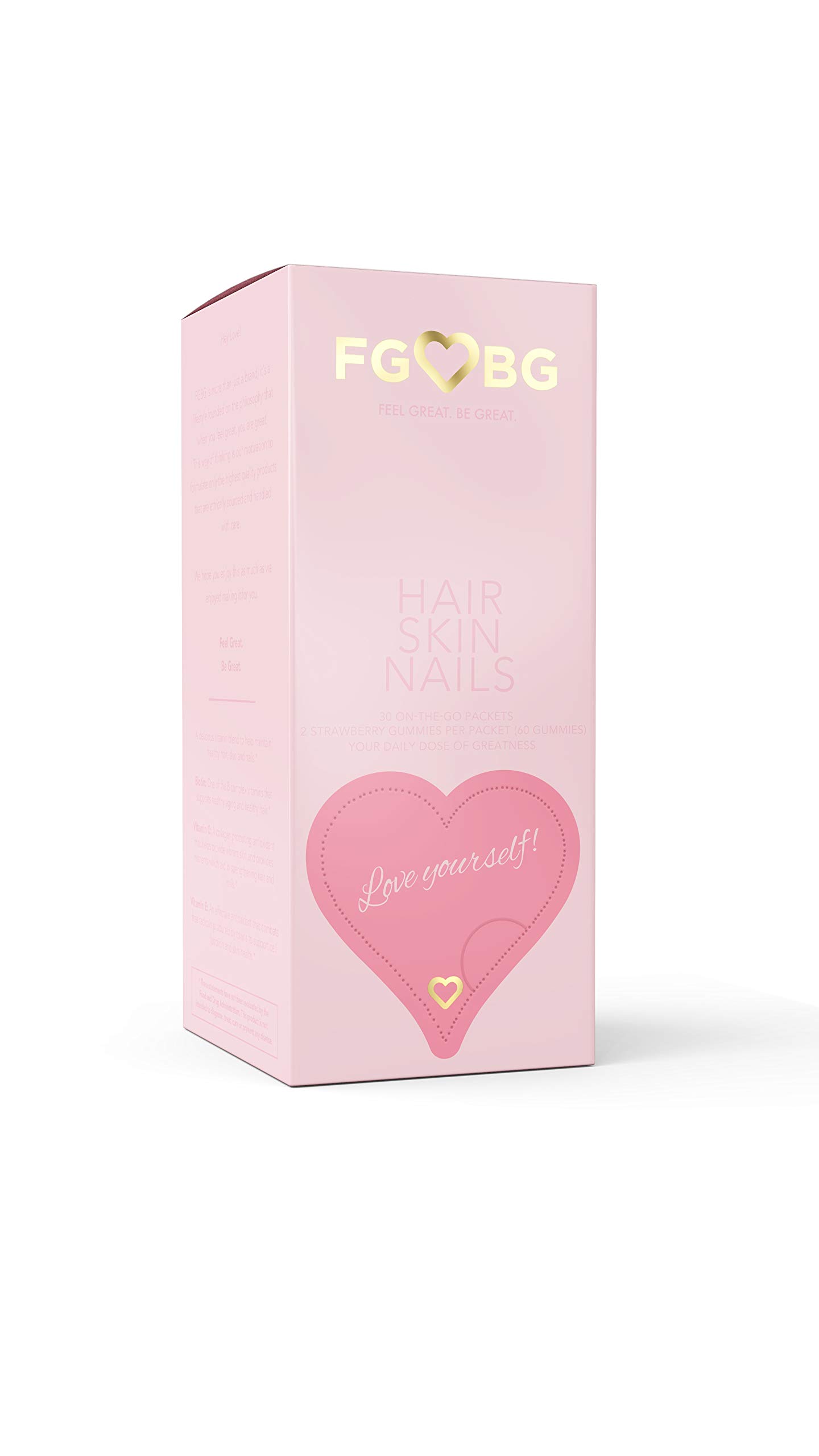 Hair, Skin & Nails Gummies | Vegan Formula | 1 Month Supply - 60 Count (Strawberry)