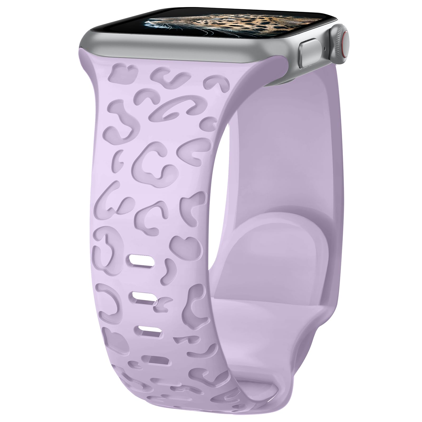 Photo 1 of Alibaydoo Leopard Engraved Silicone Watch Band for Apple Watch Band 38mm 40mm 41mm 42mm 44mm 45mm Women Men,Waterproof Cheetah Sport Strap Wristbands for iWatch Series 8 7 6 SE 5 4 3 2 1