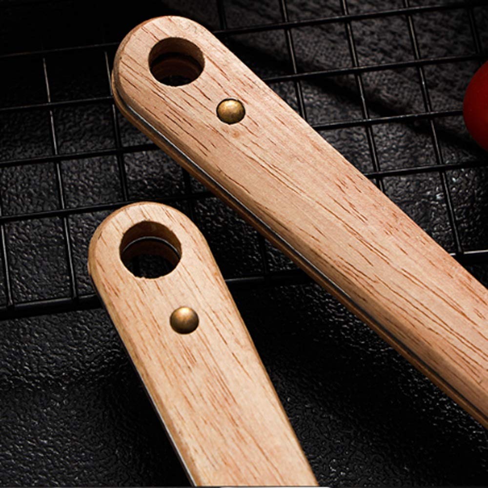 Espátula para el hogar, mango de madera, espátula de cocina de acero inoxidable antiescaldado, cuchara de sopa, cuchara ranurada
