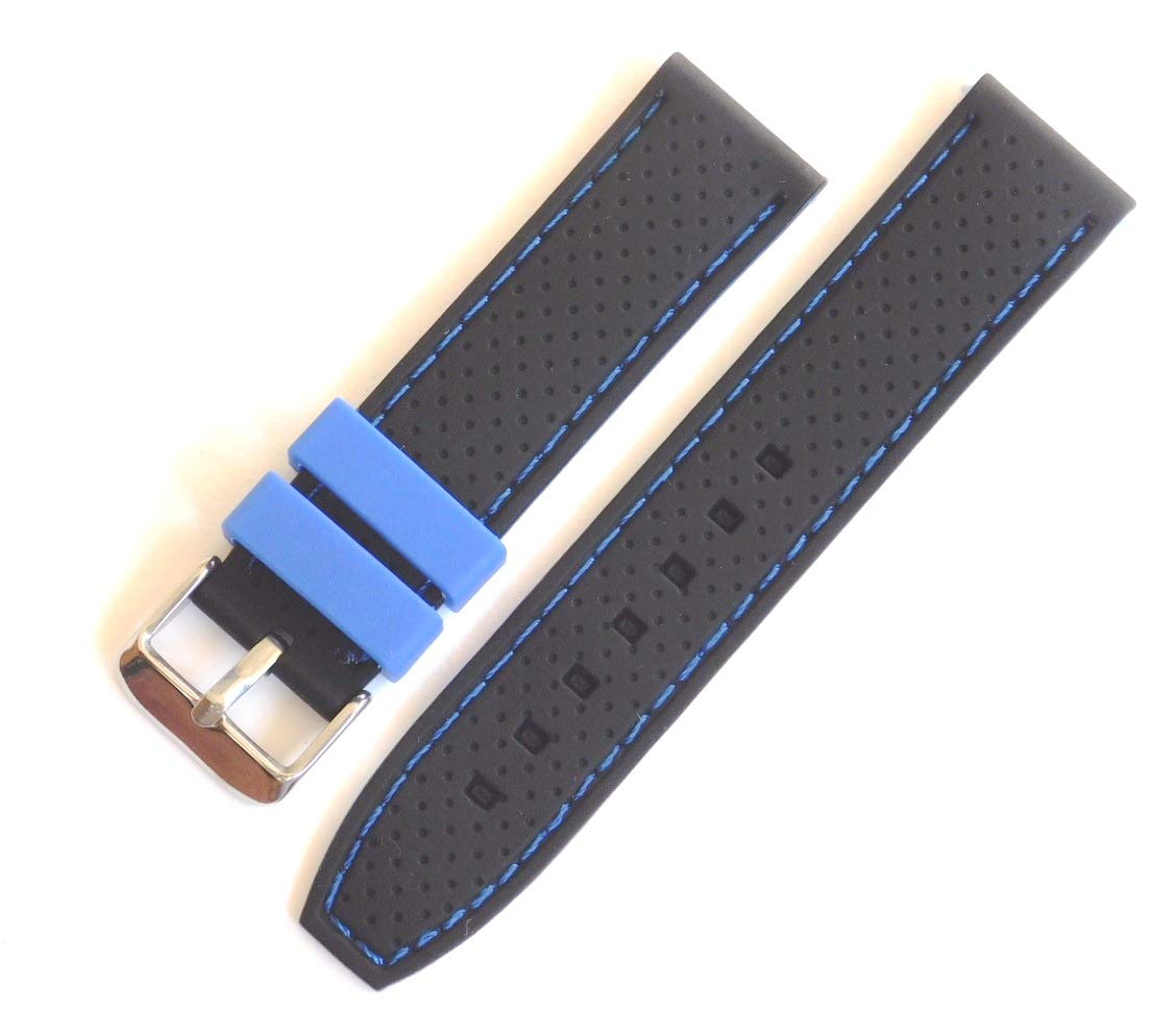22mm Silicone Rubber Dual Colour Strap for Watch (Blue/Black Dots) (B07KDR8BZF) Amazon Price History, Amazon Price Tracker