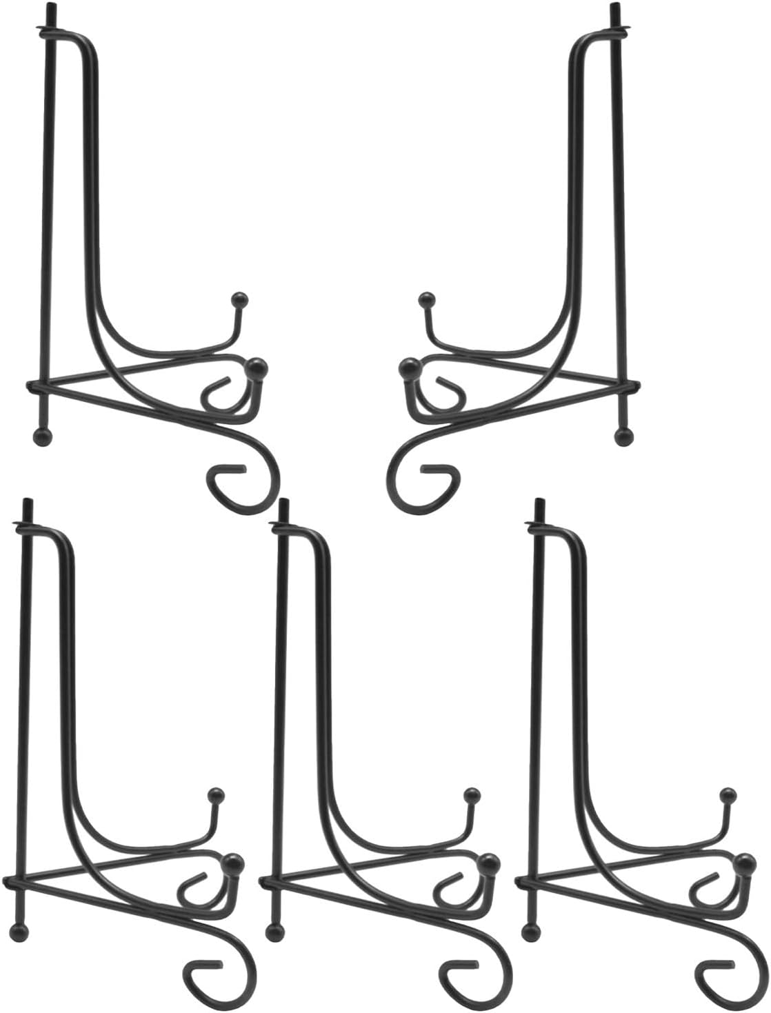 TOYANDONA 5pcs Foldable Black Metal Display Stand, Vintage Iron Tabletop Picture Holder, Space-saving Easel for Photos and Memorabilia, for Parties and Exhibitions
