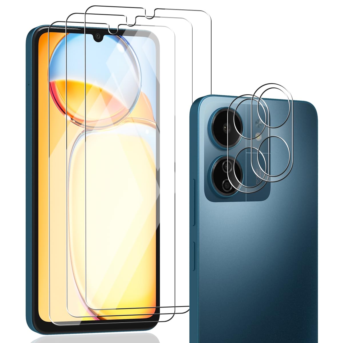 Zerrshoo Schutzfolie für für Panzerglas, mit Schutzfolie und Kamera Glasfolie, 3+2 Stück, 9H Anti-Kratzen HD Klar Panzerfolie
