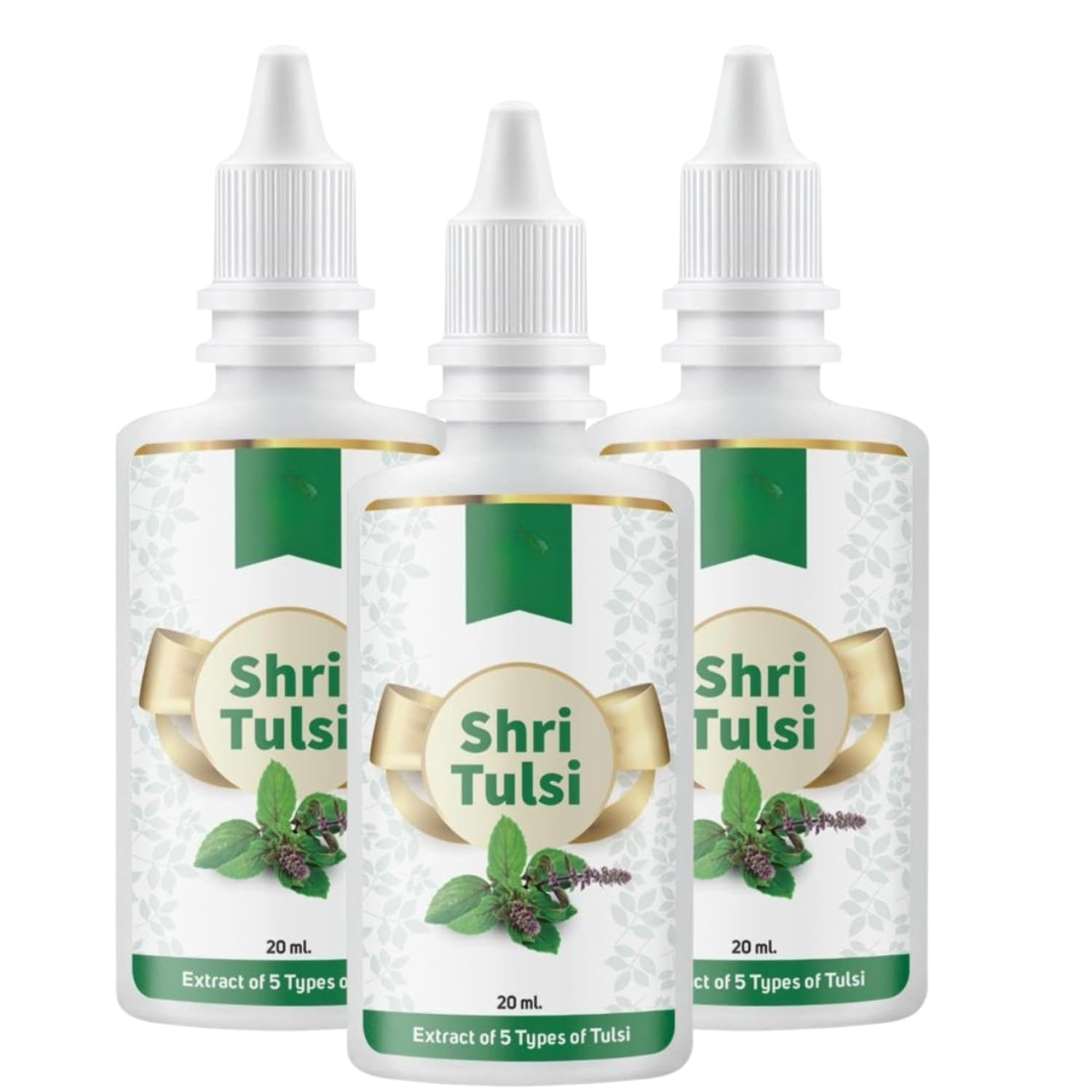 Shri Natural Panch Tulsi Liquid Supplement | 5 Tulsi Varieties with Shyam, Van, Rama, Nimbu & Shwet Extracts | Plant-Based Herbal Wellness Formula | 20 ml | Pack of 3-image-36