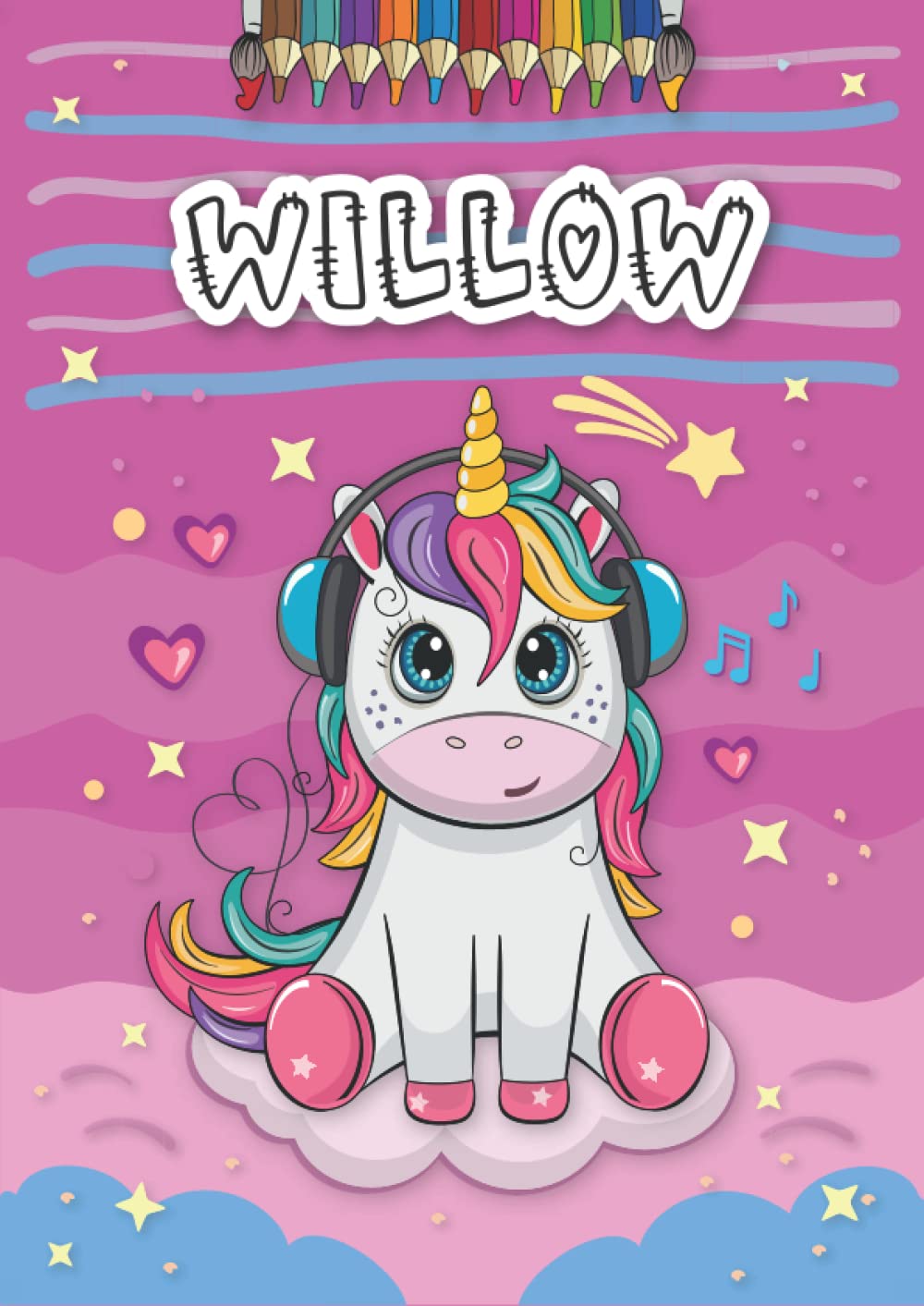 Willow: Personalized Coloring Book for Willow | Theme: Unicorn | Birthday gift for girl, daughter ... | Ages: 4-8 | 25 unicorn designs with name Willow, Large size A4 (ca. 8.5 x 11 inches)