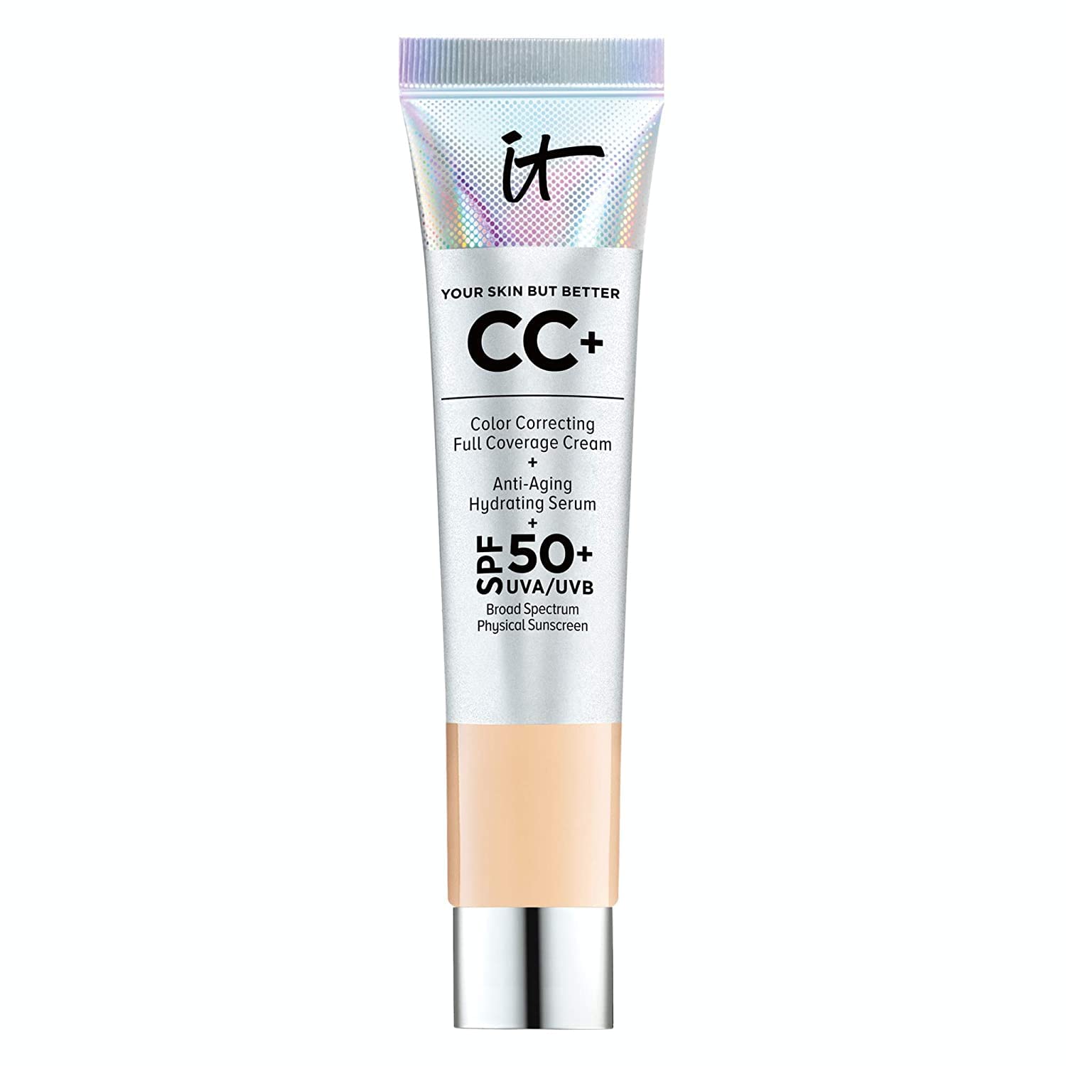 it COSMETICS Your Skin But Better CC+ Cream Travel Size, Medium (W) - Color Correcting Cream, Full-Coverage Foundation, Hydrating Serum & SPF 50+ Sunscreen - Natural Finish - 0.406 fl oz