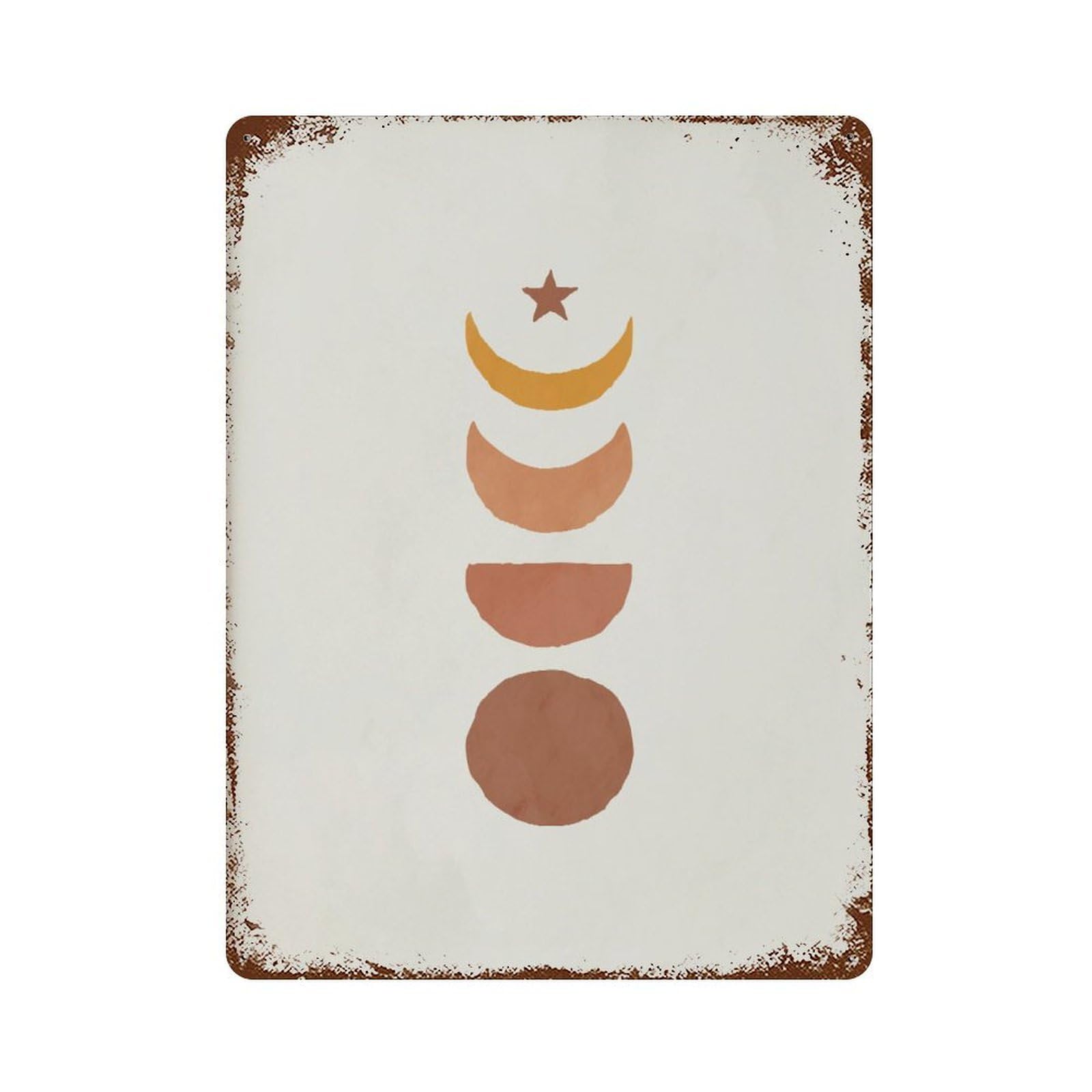 xiaoxiaoshen Neutral Moon Phases Terracotta Boho Wall Decor Art Metal Tin Poster Modern Home Decor Art Home Bar Shop Decorations Vintage Sign 40x30cm