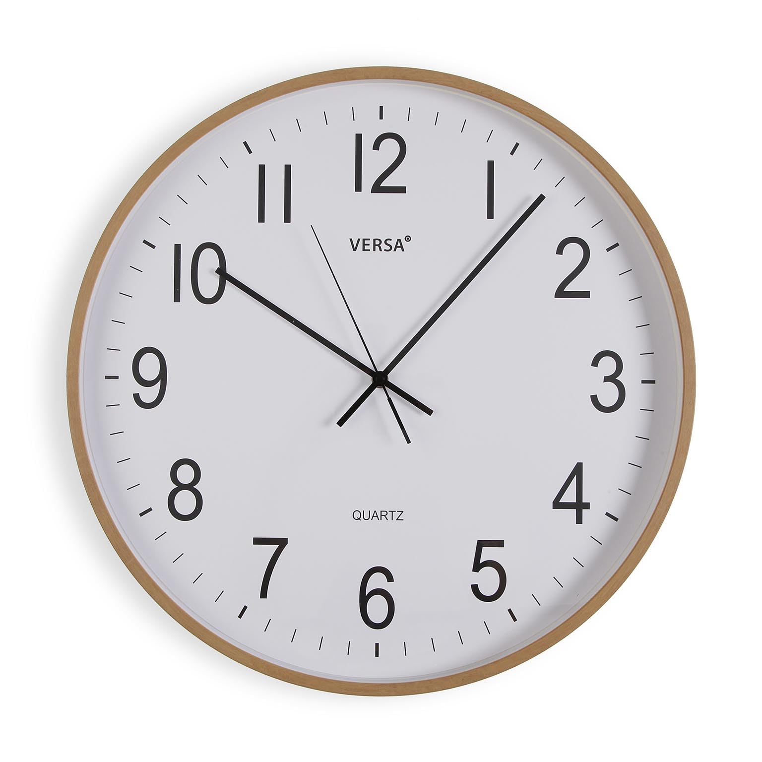 Versa Leise, dekorative Wanduhr für Küche, Wohnzimmer oder Esszimmer – gut lesbar, 50 x 5,2 x 50 cm, MDF-Holz, helle Holzfarbe