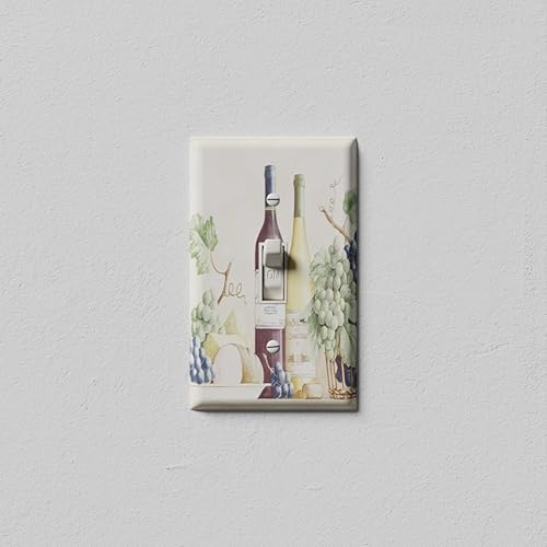 Miniatura 9 de Placa de pared combinada con interruptor de luz decorativa, placa basculante individual de doble interruptor, uvas y vino Combo de palanca