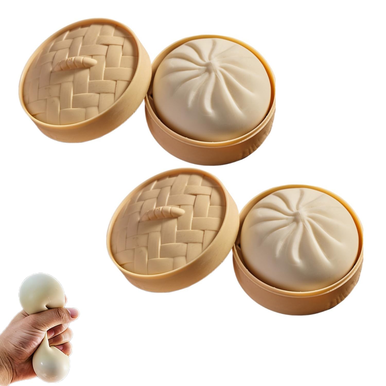 2-Pack Dumplings Squishies Toys for Adults and Kids, TPR Sensory Fidget Toys for Anxiety and Focus, Cute Squeeze Toys for Office Desk, School, Car Travel (Beige) â image 1