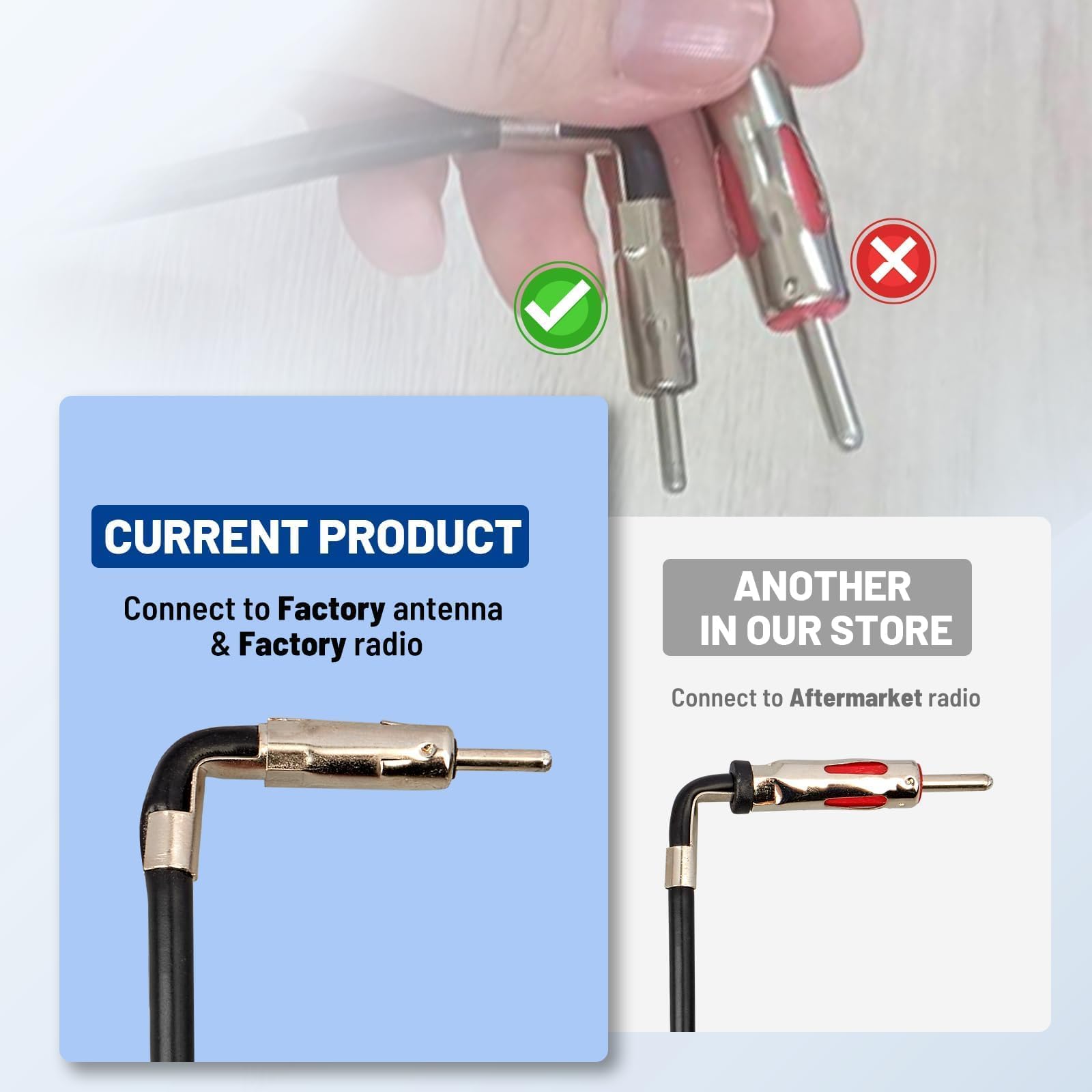 Anina Cable de extensión de antena de radio AM FM de 9 pulgadas para GM Chevrolet GMC Buick Factory de 1988 en adelante, adaptador de antena macho a hembra para vehículo estéreo con mini enchufe sin