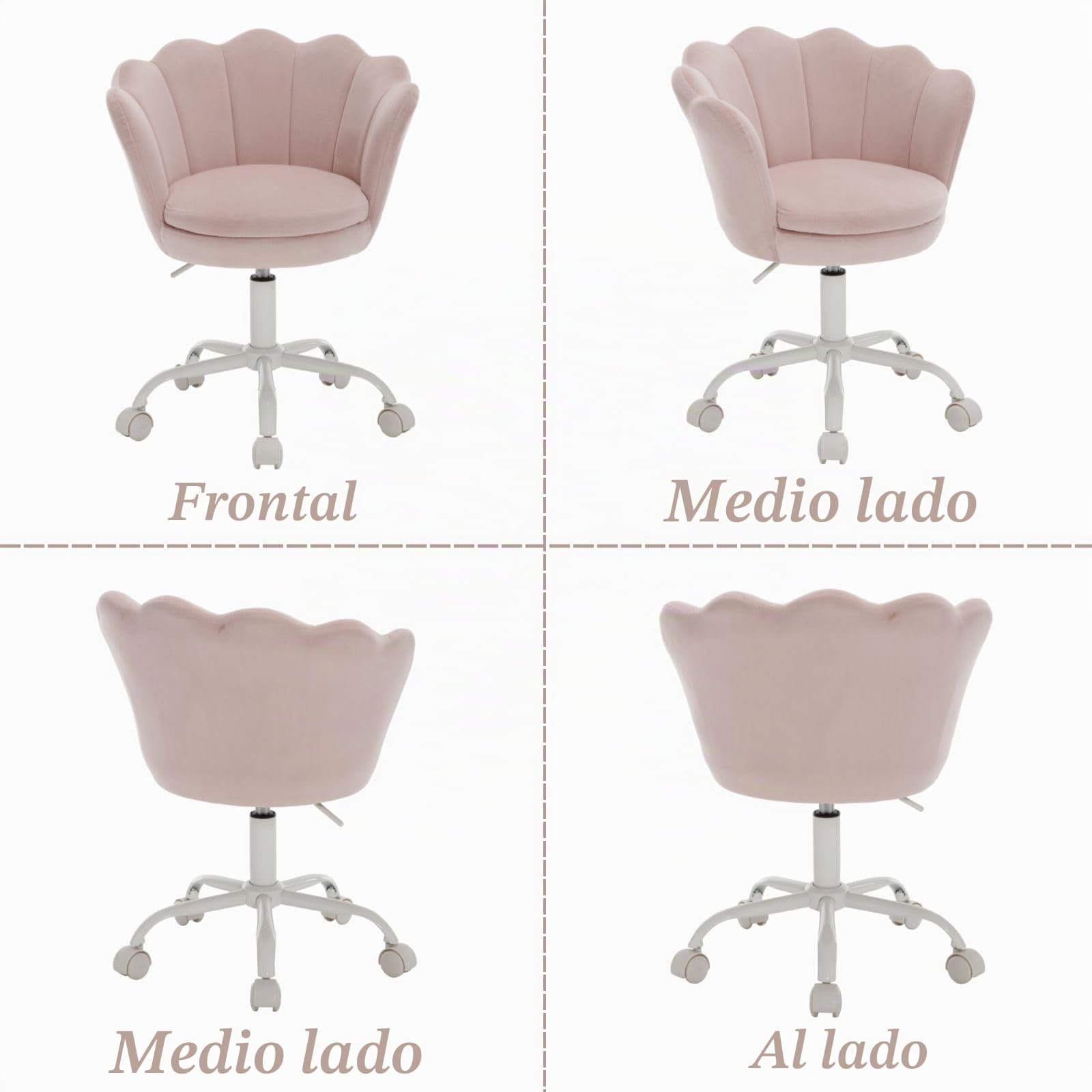 Ya-Home Silla Infantil de Escritorio Silla Giratoria Terciopelo de Estudio,Silla de Oficina Ajustable en Altura para Niños/Juvenil,Rosa Claro