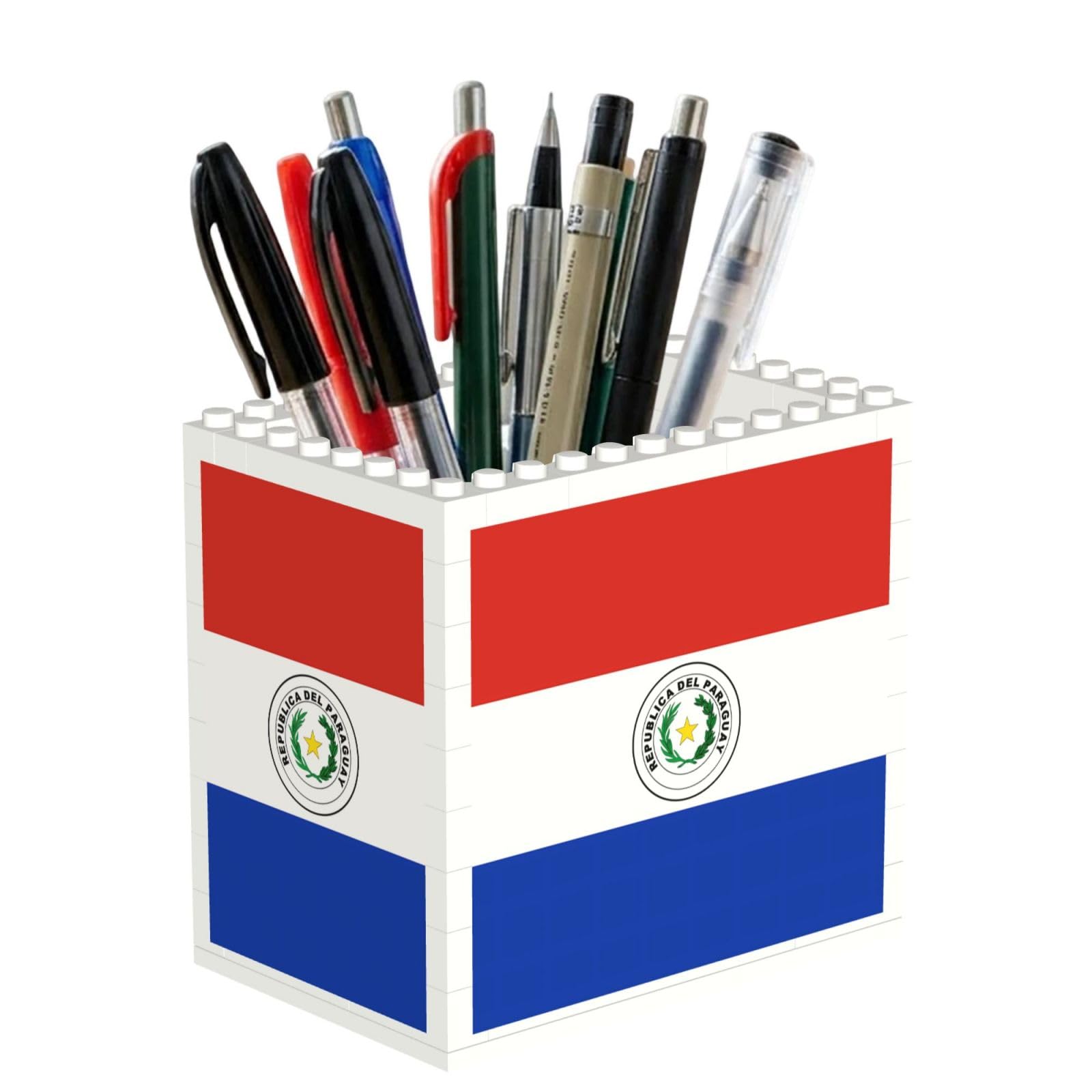 SXZVVBN Flag of Paraguay Building Block Desk Tidy ABS Organiser