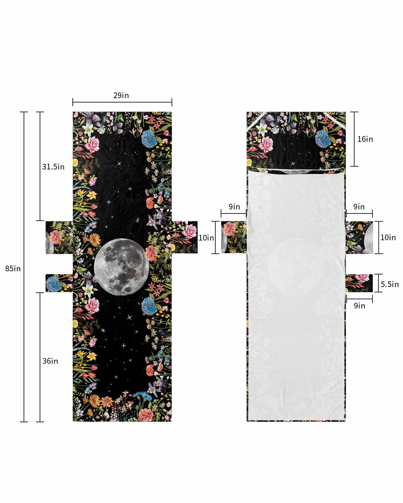 Spring Floral Beach Lounge Chair Towel Cover, Soft Chaise Lounge Towel with Side Pockets Patio Pool Chairs Cover for Beach/Pool Sunbathing 29x85 Moon Summer Flowers Botanical Black