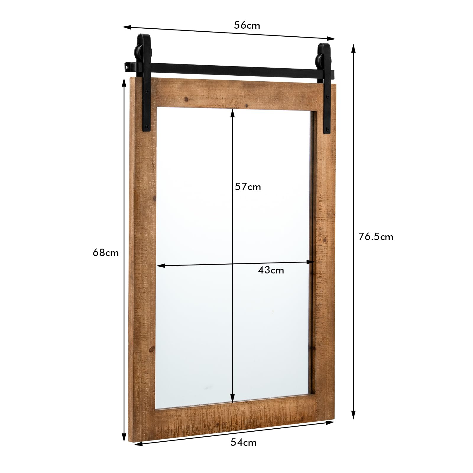 LIFEZEAL Specchio da Parete Rettangolare, Cornice in Legno Massello, Antisplosione, Decorativo, Ingresso, Salotto, Camera da Letto, Bagno, Appeso a Muro, Alta Definizione, Mirror (marrone, 56x76,5 cm)