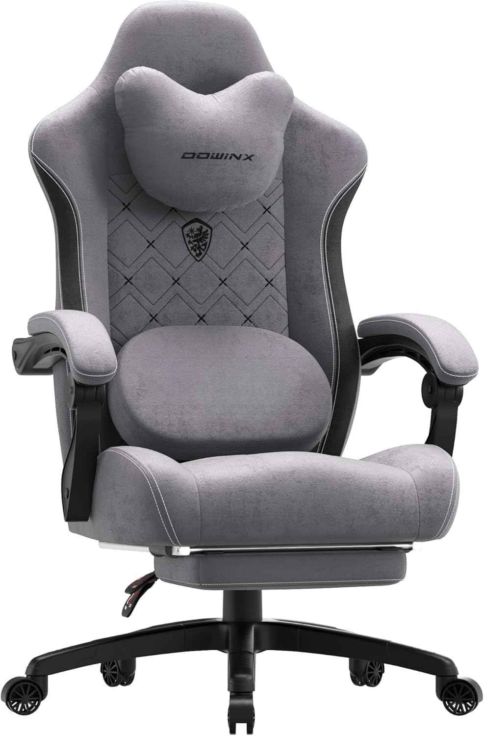 Dowinx Gaming Chair with Heated Massage Lumbar Support,Big and Tall Fabric Gaming Chairs for Adults with Footrest, Ergonomic Computer Game Chair with