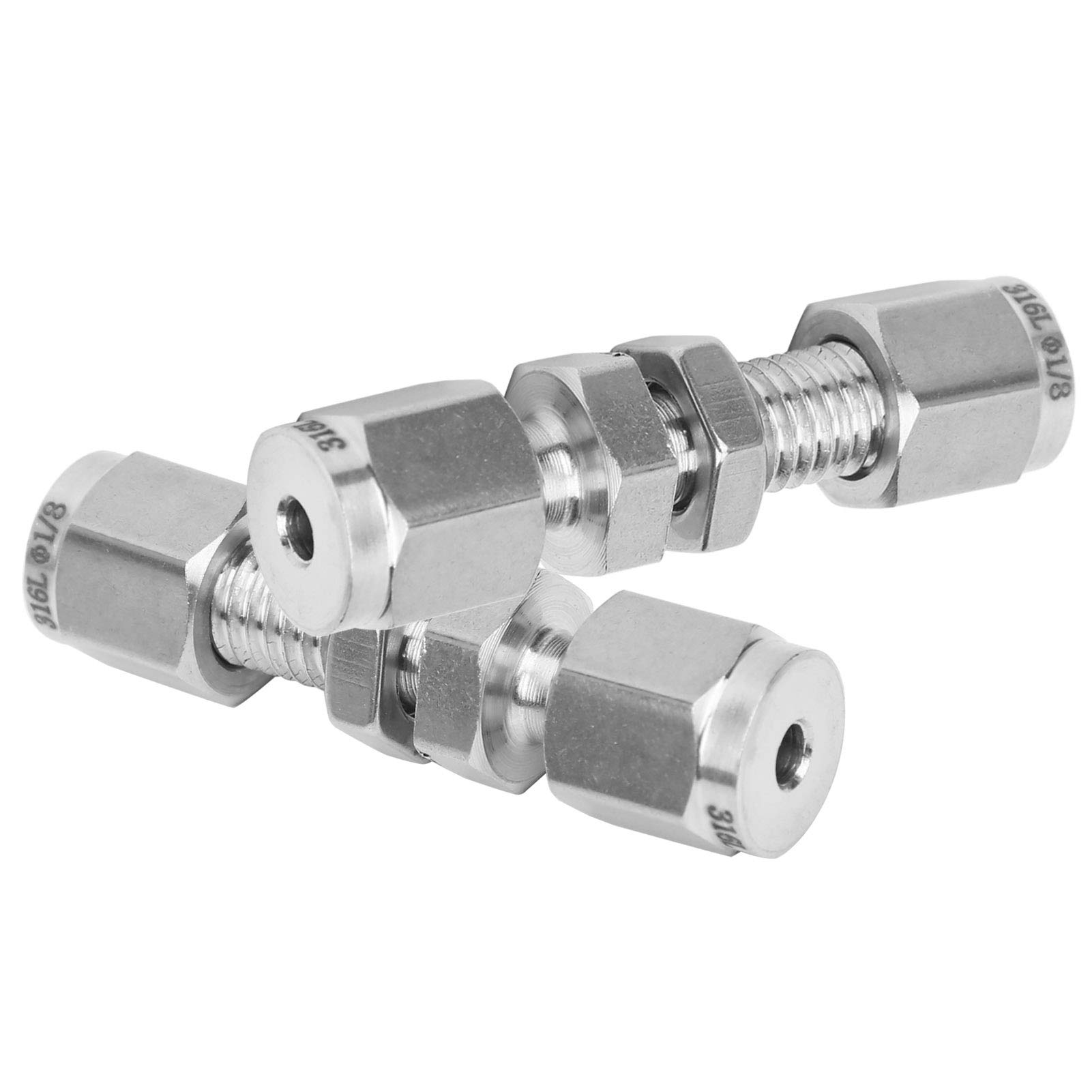 Bulkhead Mounting Joint, 2Pcs Partition Connector, 316 Stainless Steel Double Core Wear Resistant Plate Connector, Through The Wall, Pipe Fittings (?1/8)