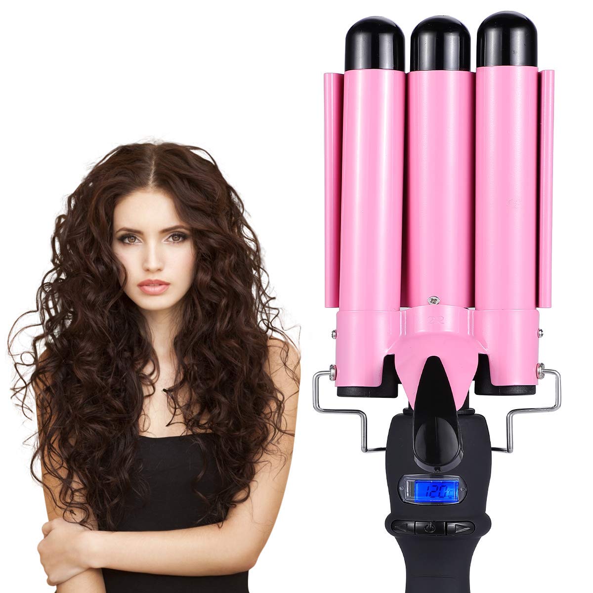 Buy Three Barrel Curling Iron, RUEOO Beach Waver Curling Iron, 1 Inch