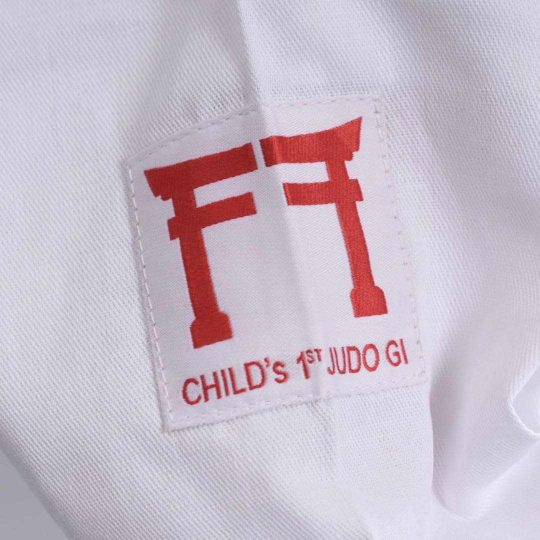 Kimono judo infantil de tela (185 g, algodón de alta calidad, talla 110 cm)