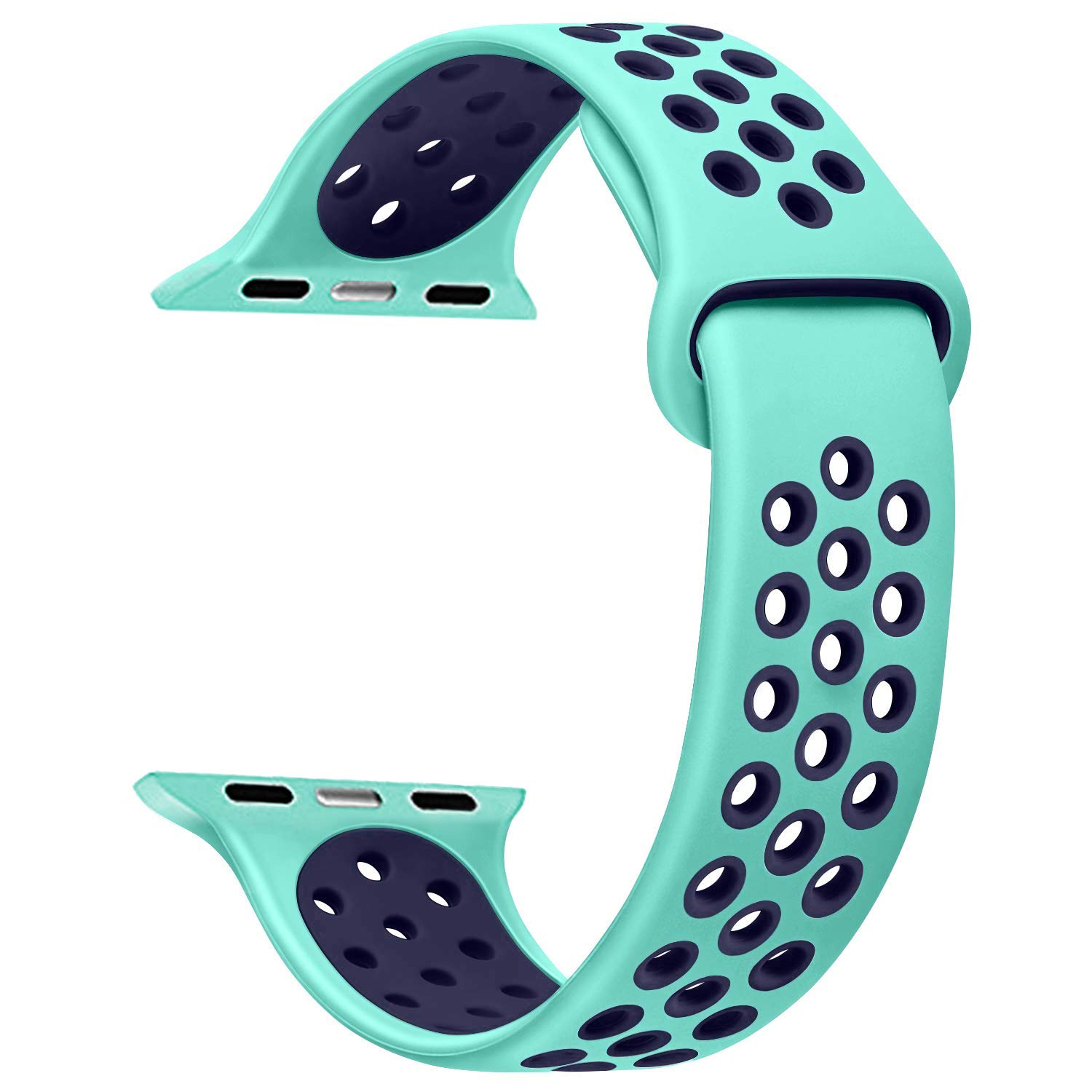 Microsonic 25978 Apple Watch Series 1 38mm Rainbow Sport Band için Kordon Yeşil Lacivert [Watch Series 1 38mm ile Uyumlu Kordon - Kayış - Yeşil Lacivert]