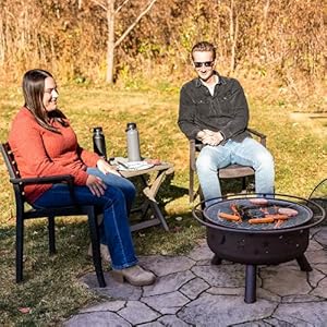 Sunnydaze Cosmic 30-Inch Fire Pit with Cooking BBQ Grill Grate, Spark Screen, and Fireplace Poker - Celestial Design Sunnydaze Cosmic 30 Inch Fire Pit with Cooking BBQ Grill Grate Spark Screen and Fireplace Poker Celestial Design