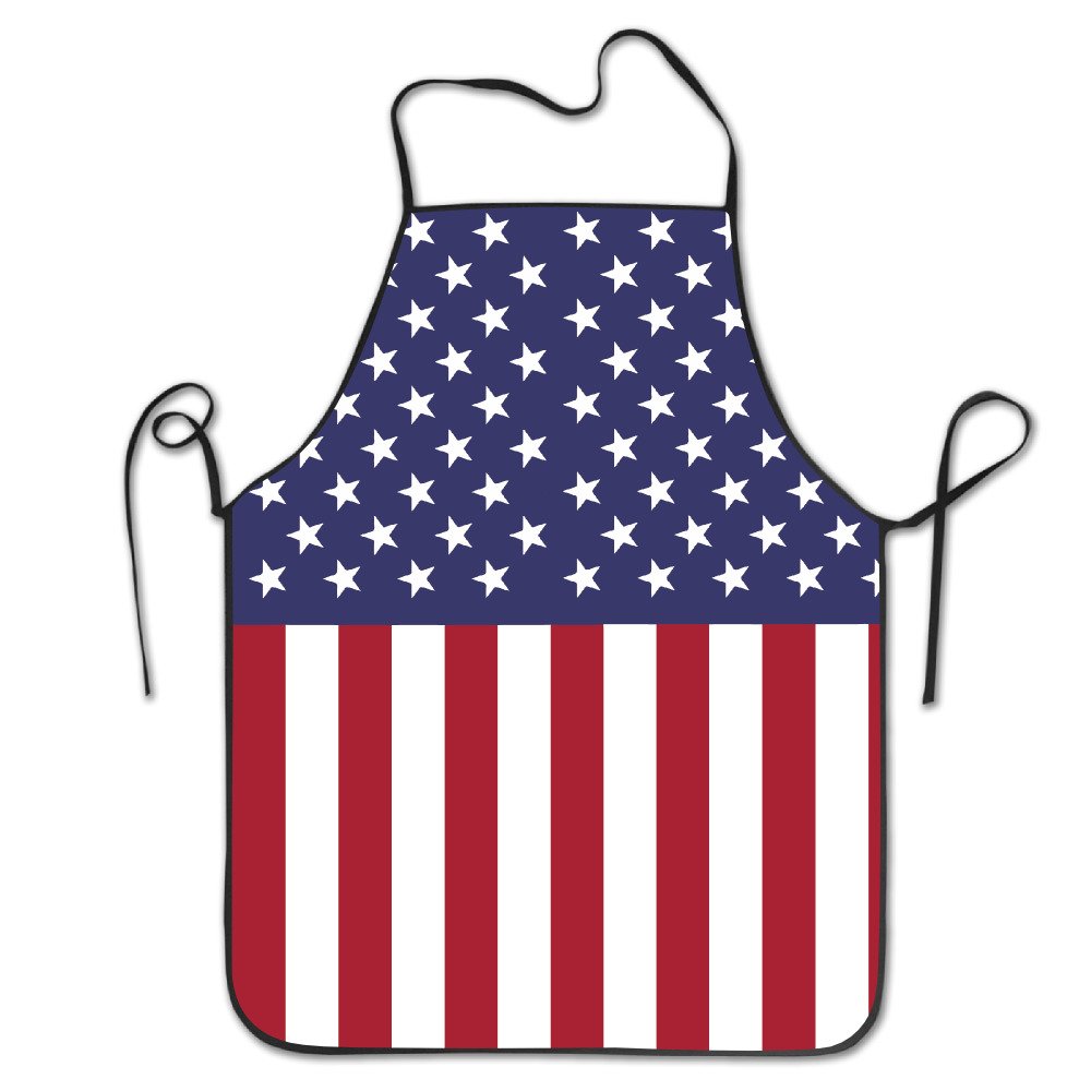 YISHOW Womens American USA Flag Kitchen Cooking Chef Baking Apron with Adjustable