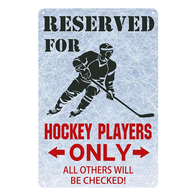 Hockey Players Only Checked Tin Sign