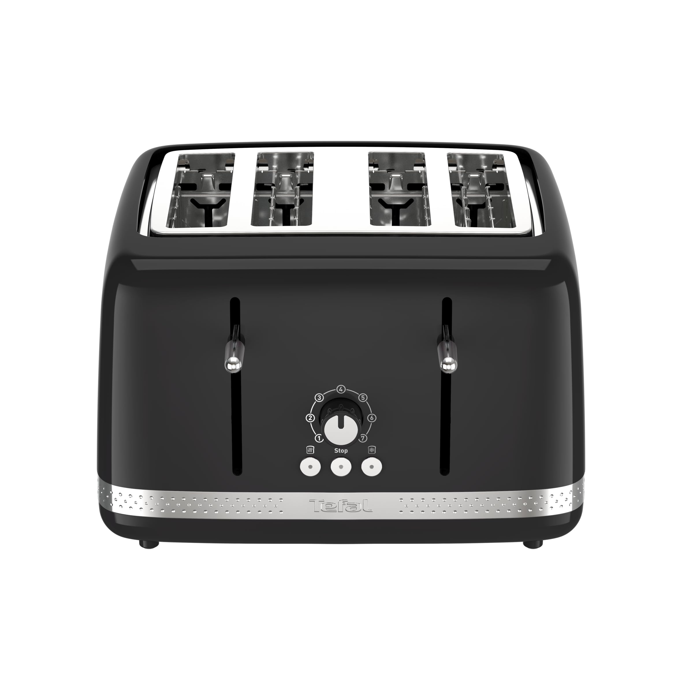 Tefal Black Collection 4-Slot Toaster, 7 Browning Levels, Defrost-Stop-Reheat Functions, Removable Crumb Tray, High-lift, Self-Centring Racks, 1430W, TF3058G0, Matte Black