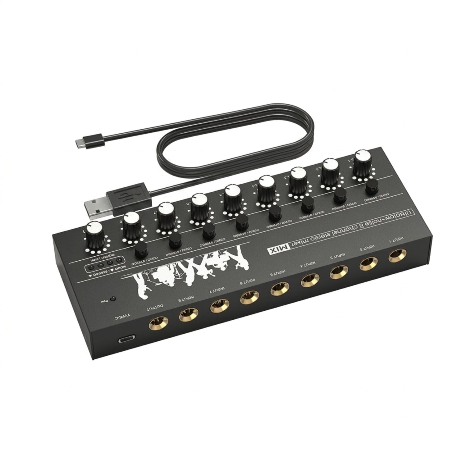 Independent Level Controls 8-Channel Audio Mixer Slim Stereo Mono Mixer USB-C Powered Portable for Musicians, Containercasters, Streamers, Home Studio, Desktop, Practice Room, 8-channel-image-14