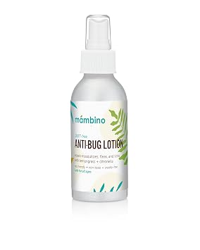 Mambino Organics Anti-Bug Lotion, DEET-Free, Organic Bug Repellent with Essential Oils, Nourishing Travel-Size Lotion for Babies, Kids, Adults, Safe for Camping, Outdoors & Sensitive Skin, 4oz