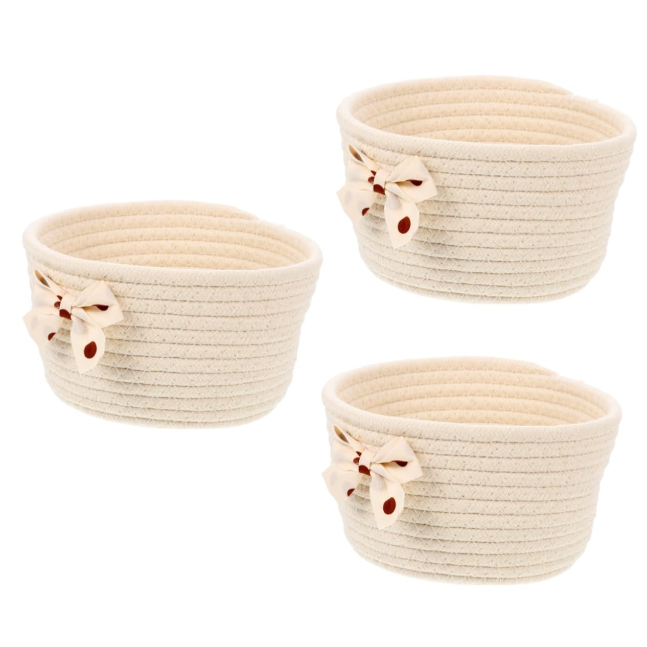 Alipis 3pièces Panier De Rangement Corde Design Nœud Panier Décoratif Pour Chambre Salon Et Organisation Maison Pour Vêtements Jouets Et Accessoires